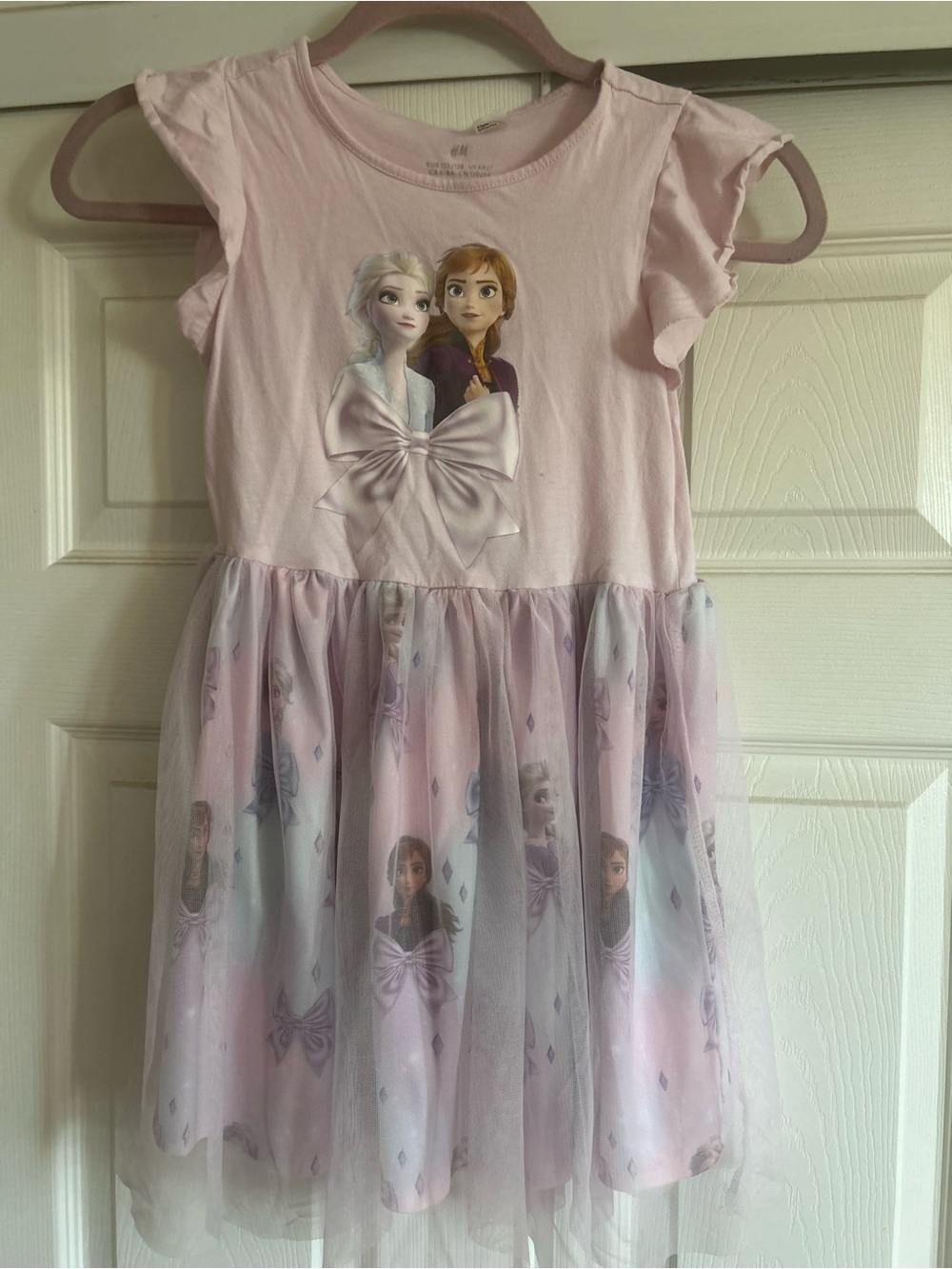 H&M Light Pink Frozen Character Girls Dress